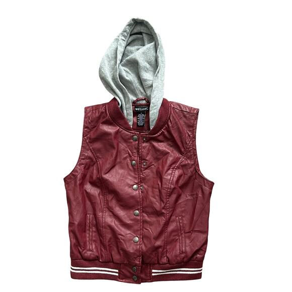 Womens Wet Seal Hooded Sweater Burgundy & Gray Color Size M Sleeveless - Picture 1 of 7